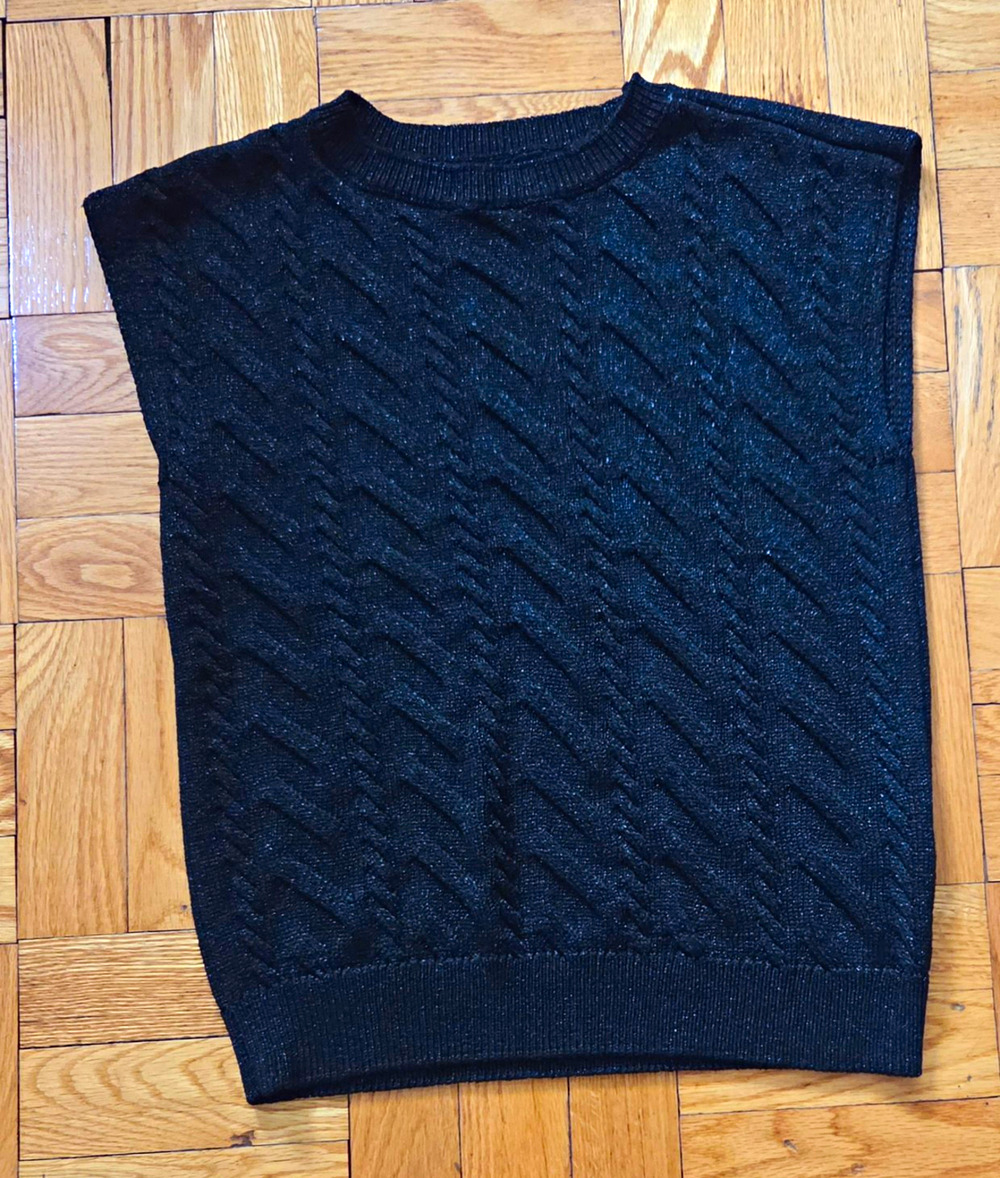 Calvin Klein Jeans Womens Sz S Black Textured Knit Crew Neck Sweater Vest